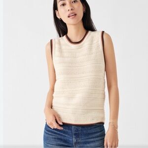 Faherty Mixed Stitch Tank Sweater Vest Organic Cotton Cashmere Blend